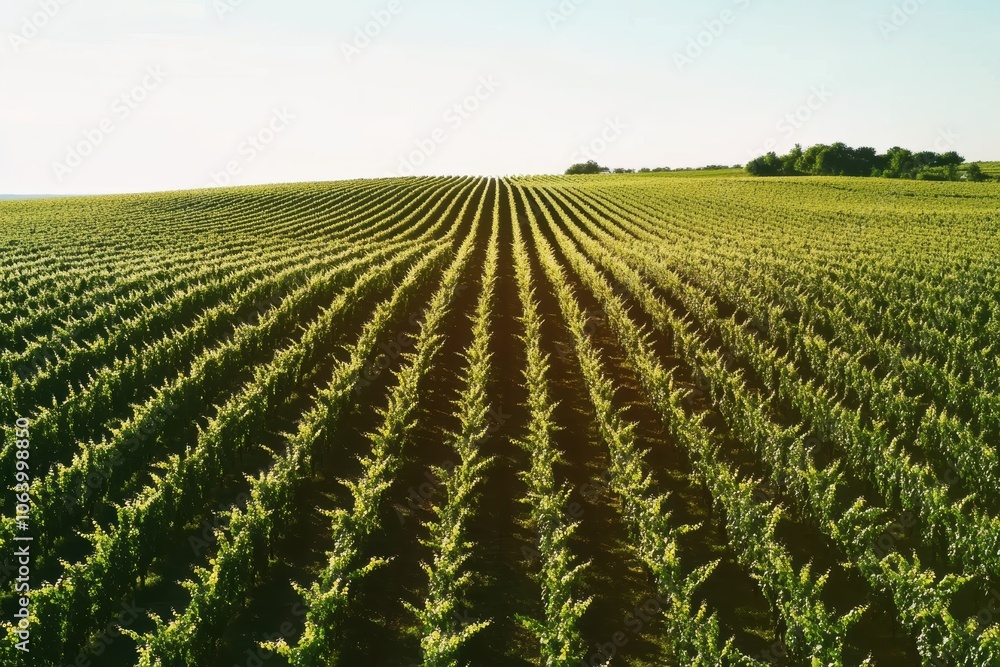 Aerial view of expansive vineyard landscape with neatly arranged rows for agriculture and harvest concepts Aerial view of expansive vineyard landscape with neatly arranged rows for agriculture and harvest concepts