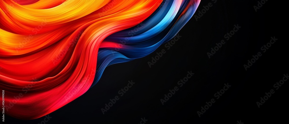 Obraz premium a red, yellow and blue wave on a black background