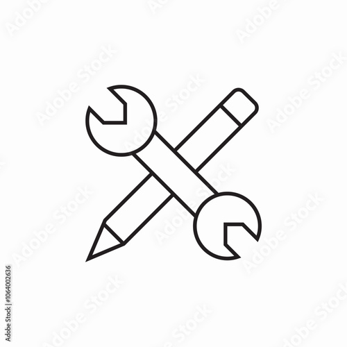 wrench pencil icon sign vector