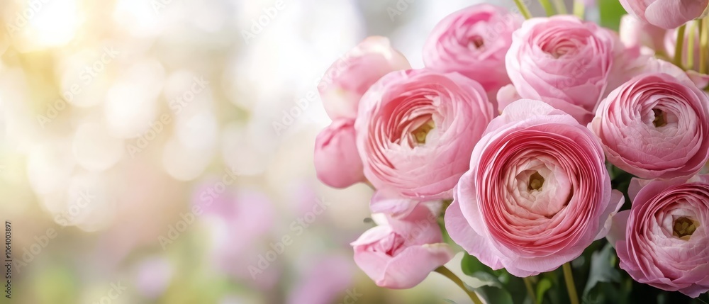 A bunch of pink flowers in a vase on a table A bunch of pink flowers in a vase on a table