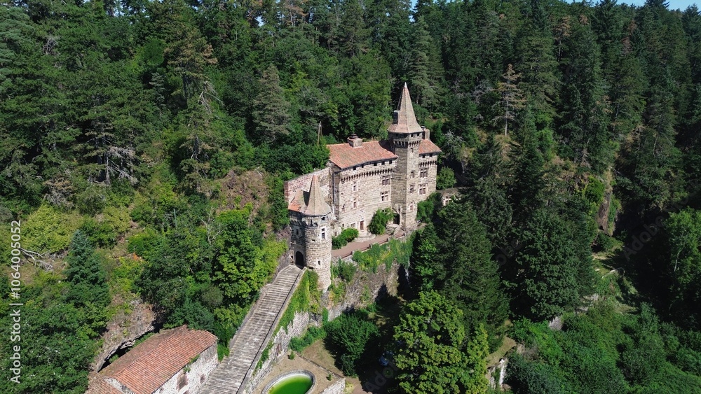 drone photo Rochelambert castle france europe drone photo Rochelambert castle france europe