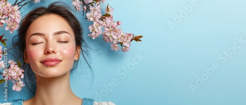 Wallpaper Mural a woman with her eyes closed and flowers in her hair Torontodigital.ca