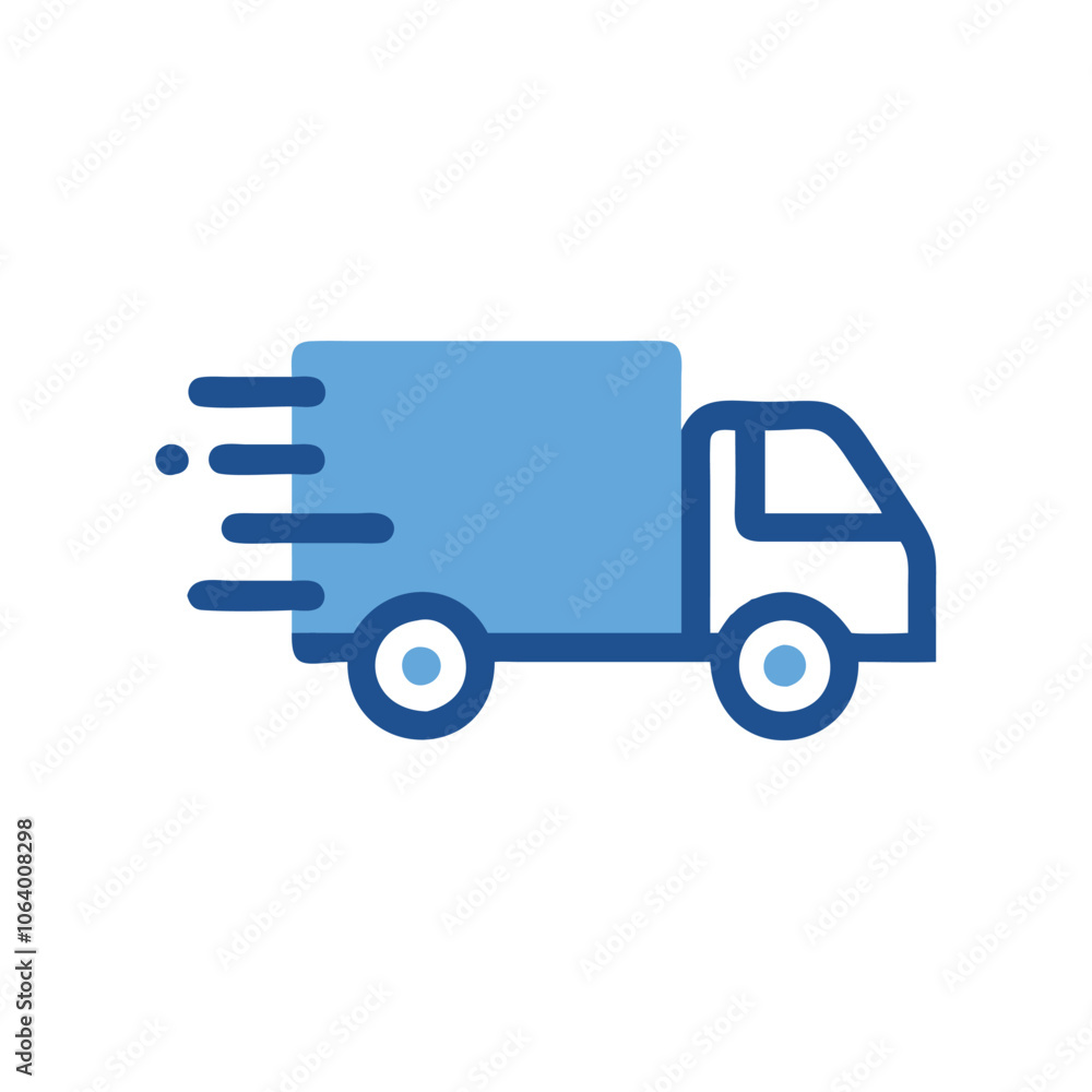 Fast delivery truck icon in modern style, Illustration of a delivery truck with motion lines, symbolizing fast shipping, logistics, and transportation in a simple, modern design.
Fast delivery truck icon in modern style, Illustration of a delivery truck with motion lines, symbolizing fast shipping, logistics, and transportation in a simple, modern design.