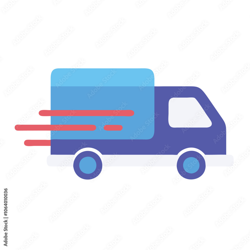 Fast delivery truck icon in modern style, Illustration of a delivery truck with motion lines, symbolizing fast shipping, logistics, and transportation in a simple, modern design.
Fast delivery truck icon in modern style, Illustration of a delivery truck with motion lines, symbolizing fast shipping, logistics, and transportation in a simple, modern design.