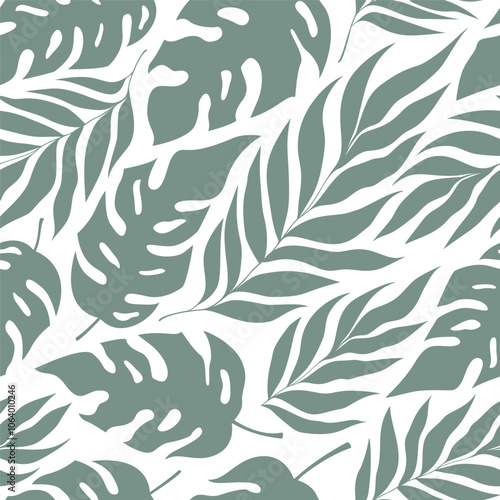 Jungle leaves seamless pattern. Graphic modern vector illustration. For fabric, wrapping paper, and wallpaper.