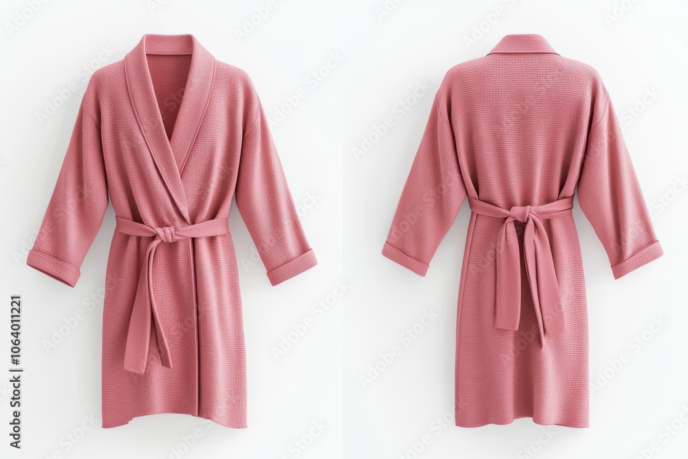 Pink robe front and back on white background Pink robe front and back on white background