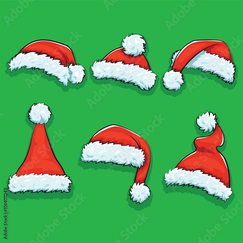 Santa Claus hat collection, clip art photo