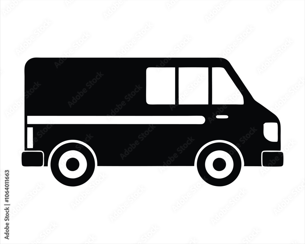 Black Silhouette of a Van Transport Delivery Icon, Perfect for Logistics, Delivery Services, Transportation, and Shipping Design Projects. Vector Illustration. Black Silhouette of a Van Transport Delivery Icon, Perfect for Logistics, Delivery Services, Transportation, and Shipping Design Projects. Vector Illustration.