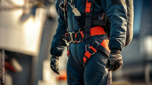 Skydiver's Gear: Parachute Harness and Jumpsuit Close-up