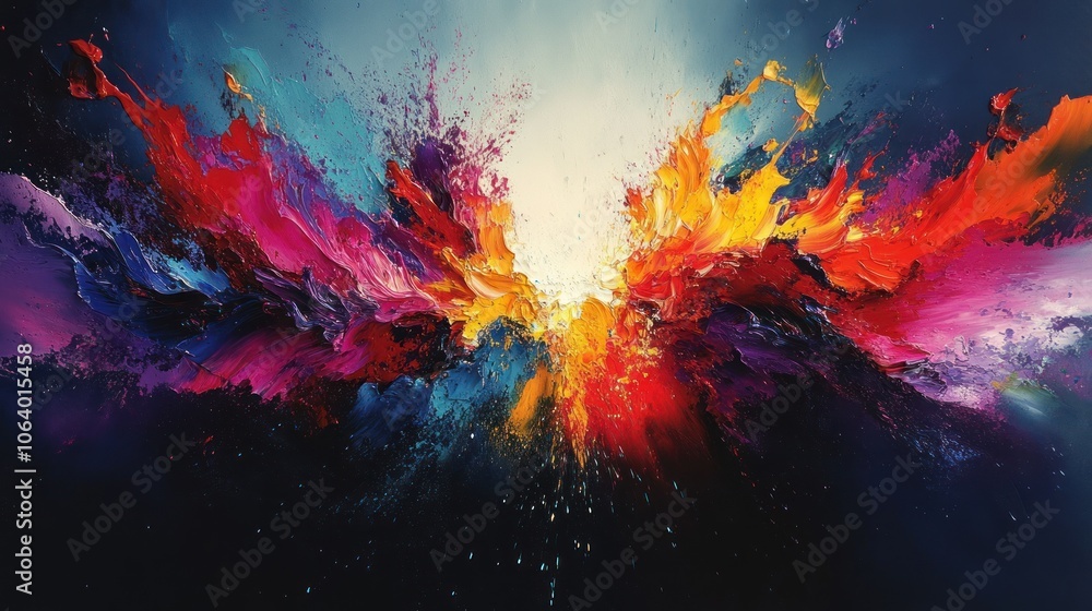 A vibrant explosion of colors blending together in an abstract artistic expression. A vibrant explosion of colors blending together in an abstract artistic expression.