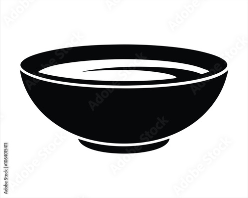 Black Silhouette of a Soup Bowl Icon, Perfect for Restaurant Menus, Food Delivery, Culinary Themes, and Kitchen Design Projects. Vector Illustration.