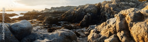 Wallpaper Mural Rocky Coastline at Sunset with Rough and Smooth Rocks Torontodigital.ca