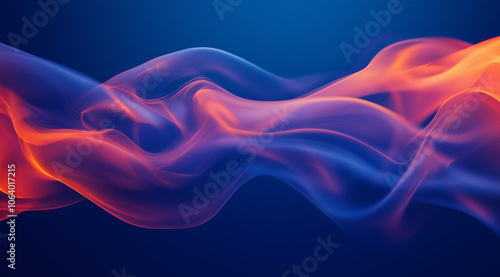 Abstract colorful light and color background with energy waves, fractal design, dark blue background, red, orange, purple, and pink colors, detailed, hyper-realistic.
