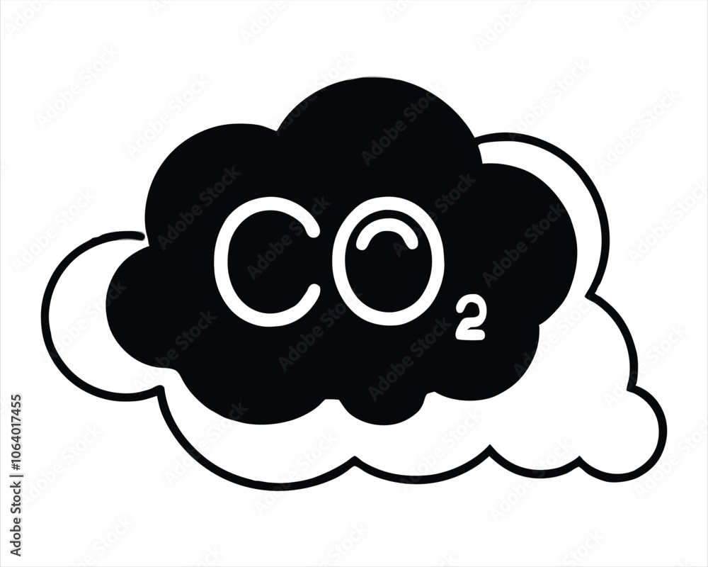 Black Silhouette of Green Cloud with CO2 Reduction Symbol - Ideal for Eco-Friendly, Sustainability, and Environmental Designs. Black Silhouette of Green Cloud with CO2 Reduction Symbol - Ideal for Eco-Friendly, Sustainability, and Environmental Designs.