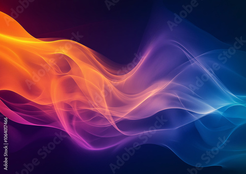 Abstract colorful light and color background with energy waves, fractal design, dark blue background, red, orange, purple, and pink colors, detailed, hyper-realistic.
