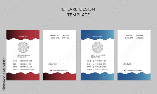 simple modern minimalist clean creative business id card, company id card, marketing id card and student id card design template with multiple color variations.