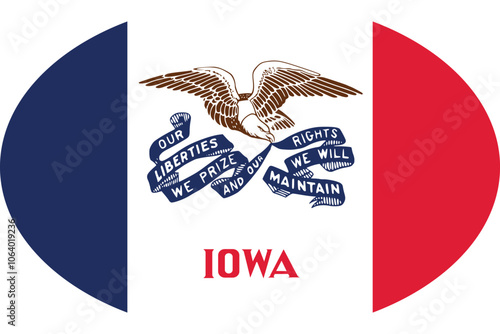 Oval flag of the United States of America federal state of IOWA