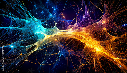 Wallpaper Mural Abstract texture on the theme of neurons connection,  data exchange and flow  Torontodigital.ca