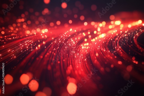 Wallpaper Mural Red glowing fiber optic cables for futuristic communication technology Torontodigital.ca