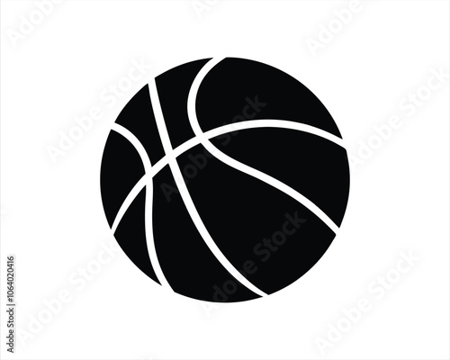 Black Silhouette of a Basketball Icon, Perfect for Sports, Athletics, Team Logos, Training Equipment, and Game Design Projects.