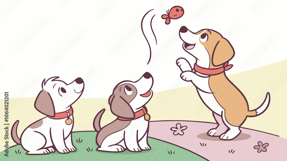 Fototapeta premium cute dogs set illustration, cute dogs vector
