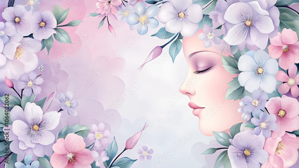 woman with pink flowers woman with pink flowers