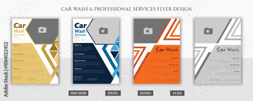 Professional car wash, care, rent, repair, servicing, mechanic, maintenance, garage, workshop, corporate, real estate, foil, polish, print ready flyer brochure print ready eps template bundles.