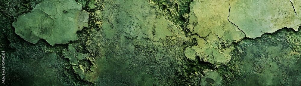 Obraz premium Weathered Green Wall with Peeling Paint and Cracks