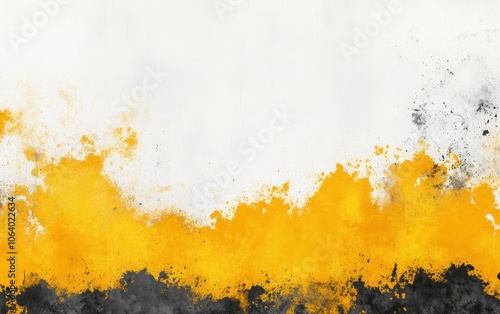 Abstract watercolor splash in yellow, black, and white, suitable for backgrounds or design projects. photo