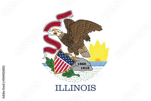 Oval flag of the United States of America federal state of ILLINOIS