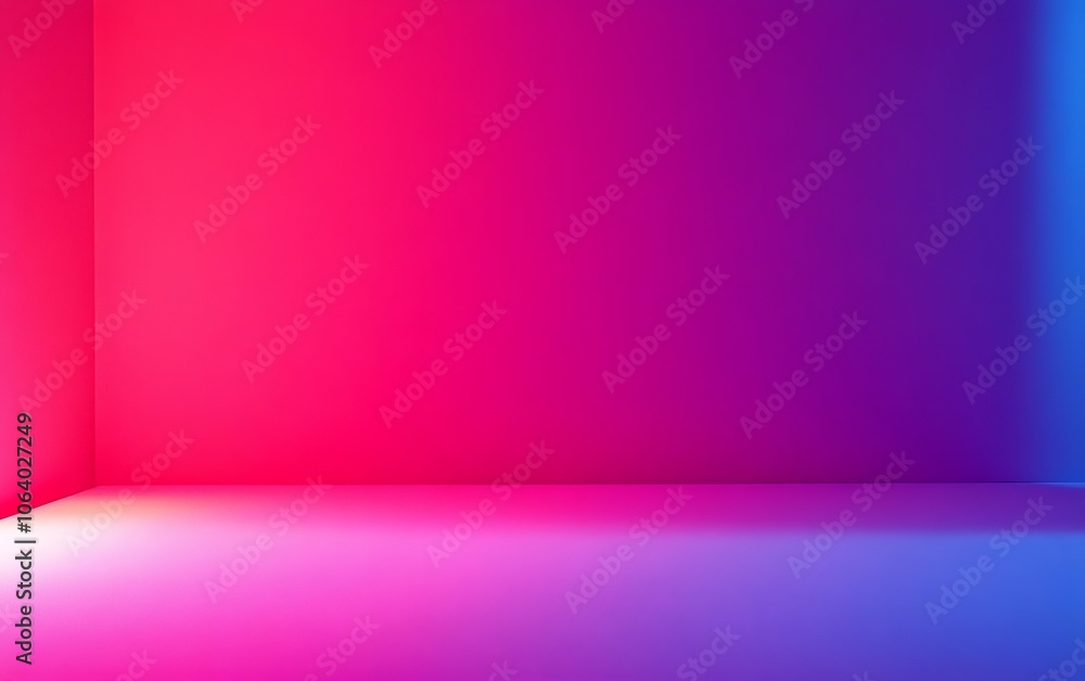 A vibrant, abstract corner with pink and blue lighting creating a modern, artistic atmosphere.