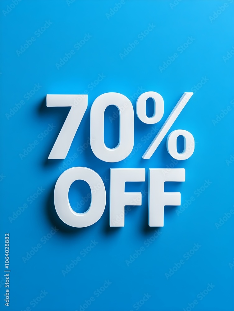White '70% OFF' Promotional Sign on a Blue Background White '70% OFF' Promotional Sign on a Blue Background