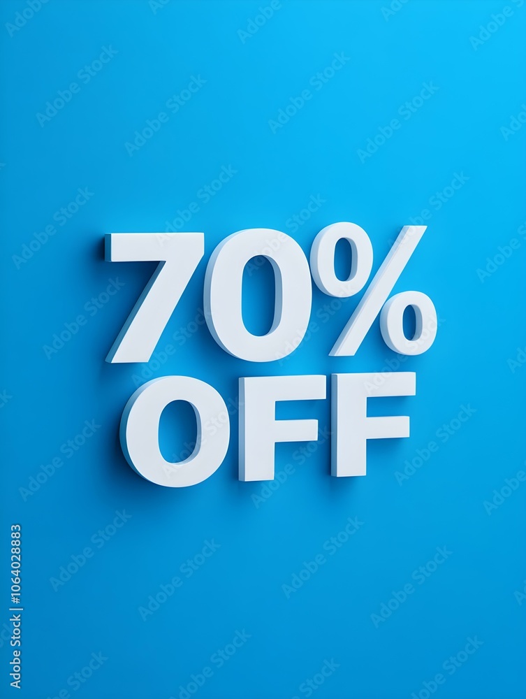 White '70% OFF' Promotional Sign on a Blue Background White '70% OFF' Promotional Sign on a Blue Background