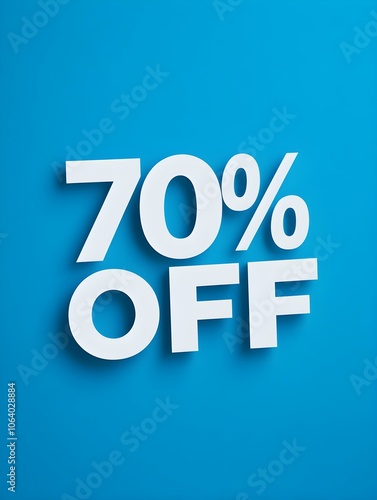 White '70% OFF' Promotional Sign on a Blue Background