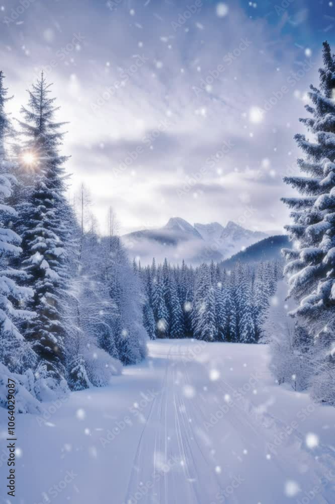winter landscape with mountains and trees winter landscape with mountains and trees