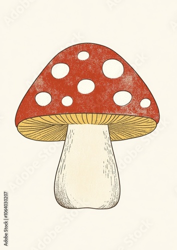 Whimsical Minimalist Mushroom Illustration for Children's Book Generative AI