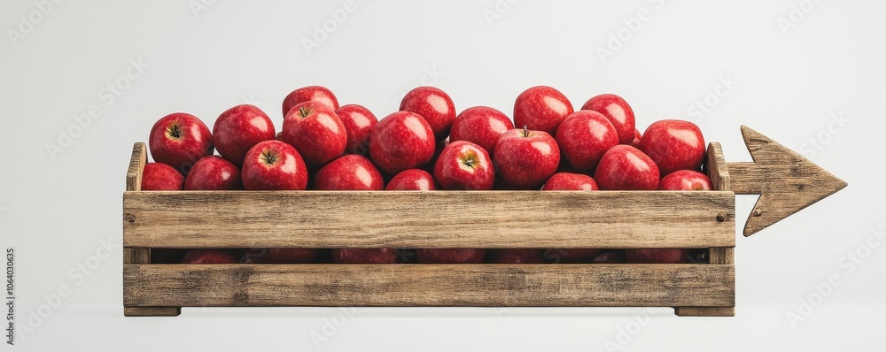 Wooden crate filled with fresh, vibrant red apples Wooden crate filled with fresh, vibrant red apples