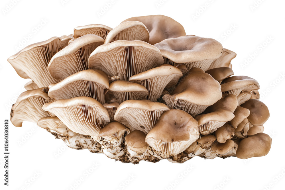 Close-up of brown mushrooms cluster on isolated background. Densely packed, overlapping, others standing alone, filling entire frame. Creating sense of abundance, depth. Brown color stands out against Close-up of brown mushrooms cluster on isolated background. Densely packed, overlapping, others standing alone, filling entire frame. Creating sense of abundance, depth. Brown color stands out against