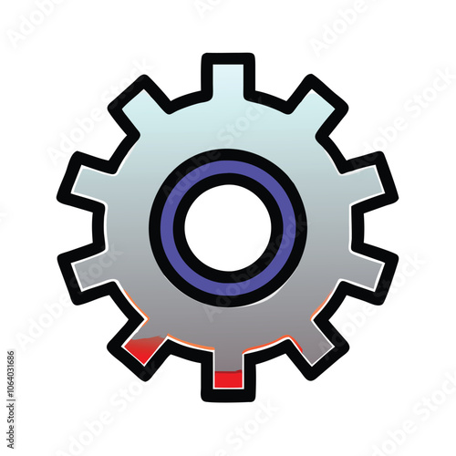 Gradient gear icon symbolizing settings, Illustration of a gear icon with a gradient effect, representing settings, engineering, mechanics, and configuration in a modern style.
