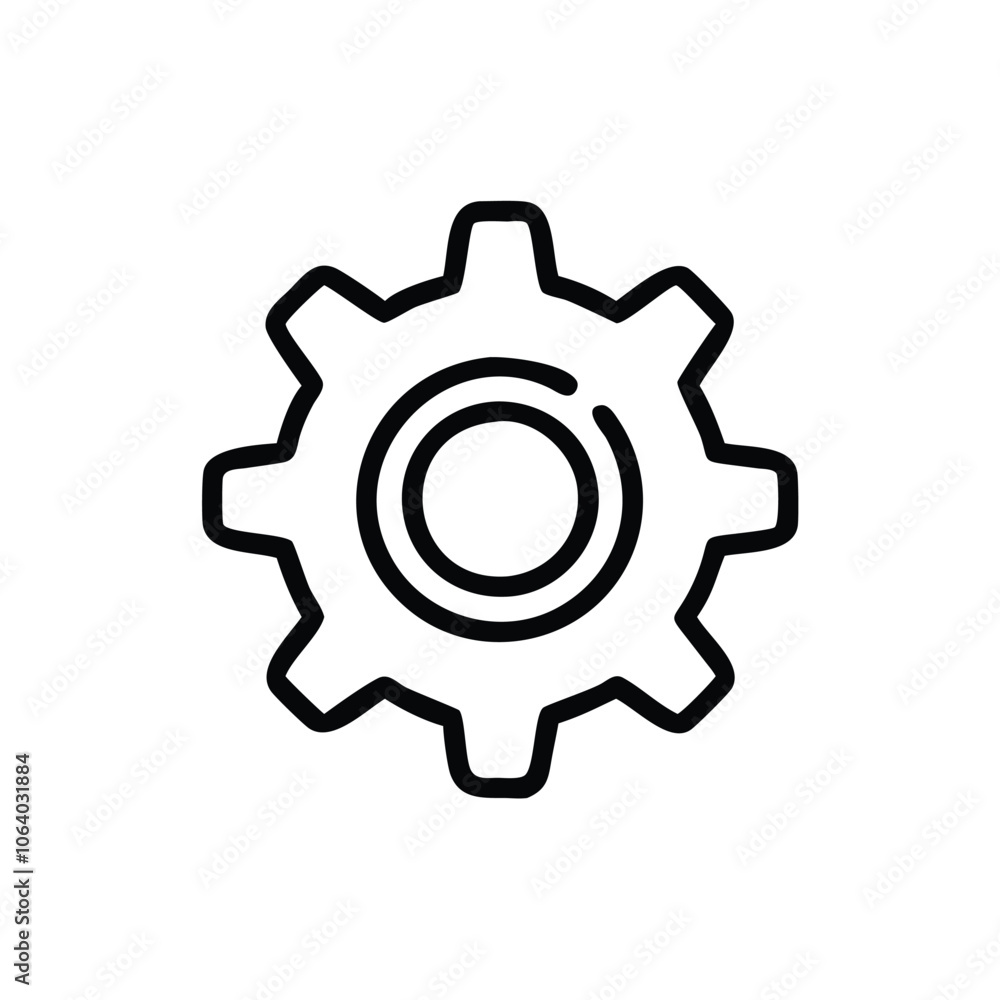 Basic gear icon in black outline, Minimalistic black outline of a single gear, symbolizing settings, mechanics, and configuration in a simple, clean design. Basic gear icon in black outline, Minimalistic black outline of a single gear, symbolizing settings, mechanics, and configuration in a simple, clean design.