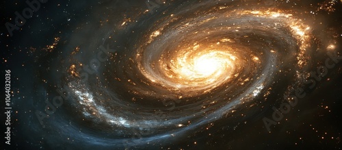 Time-lapse a galaxy forming with swirling stars, gas clouds, and cosmic dust