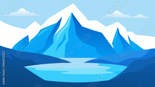 Mountain Sea Landscape Vector Art.