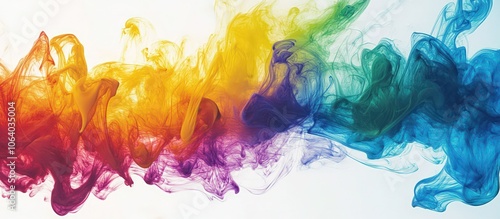 Vivid Rainbow Ink Swirls in Water Creating an Abstract Art Burst