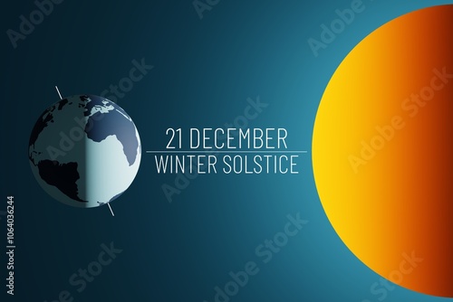 Canvastavla An 3D illustration showing the position of the Earth relative to the Sun during the winter solstice