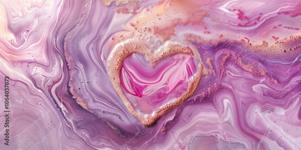 Abstract background with heart symbol and marble textures, rich pink and purple shades. Abstract background with heart symbol and marble textures, rich pink and purple shades.