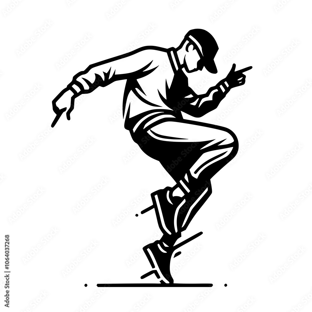 Fototapeta premium Black and White Vector Silhouettes of Dancers in Aesthetic and Dynamic Poses – Minimalist Art for Motion and Expression
