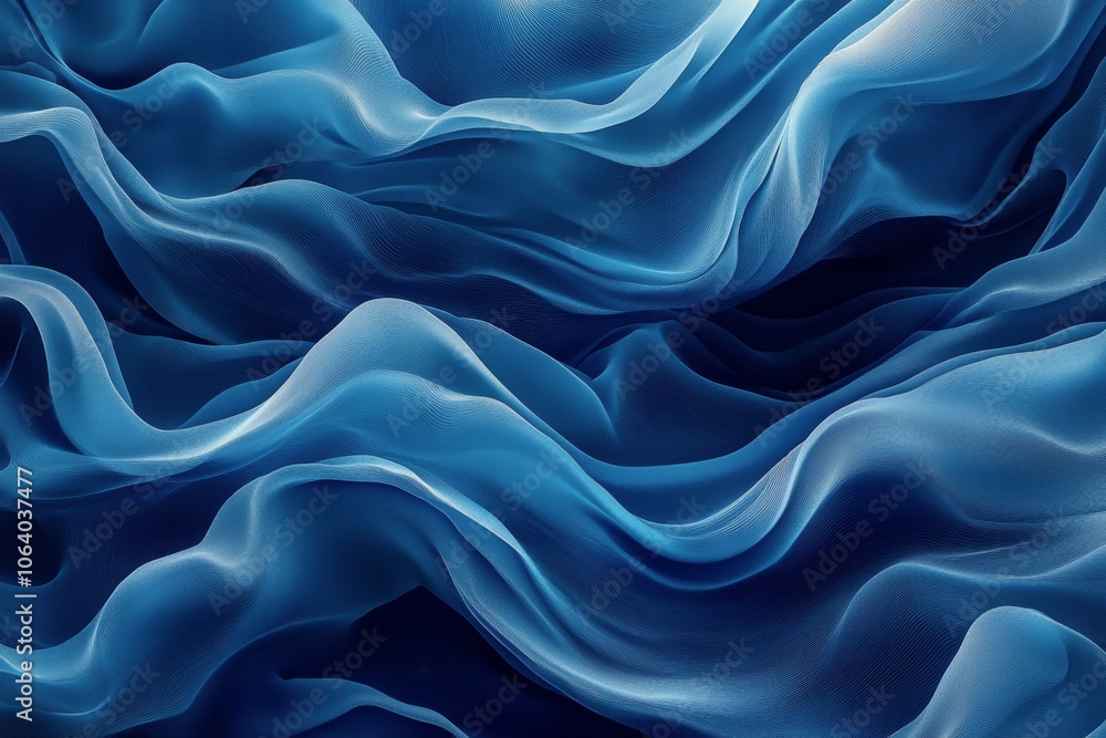 Flowing blue waves of light create a serene and abstract composition in a dark setting Flowing blue waves of light create a serene and abstract composition in a dark setting
