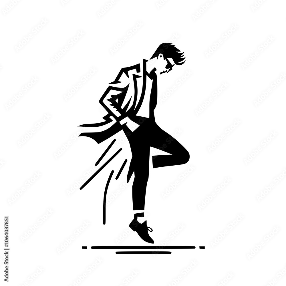 Fototapeta premium Black and White Vector Silhouettes of Dancers in Aesthetic and Dynamic Poses – Minimalist Art for Motion and Expression