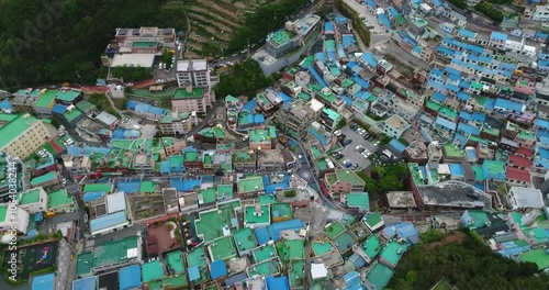 Arial Drone View Of Gamcheon Culture Village In Busan, South Korea, Korea Travel