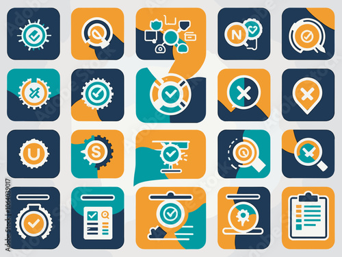 Flat Line Icons Pack – Business Analytics, Data Charts, Strategy and KPI Dashboard Illustrations